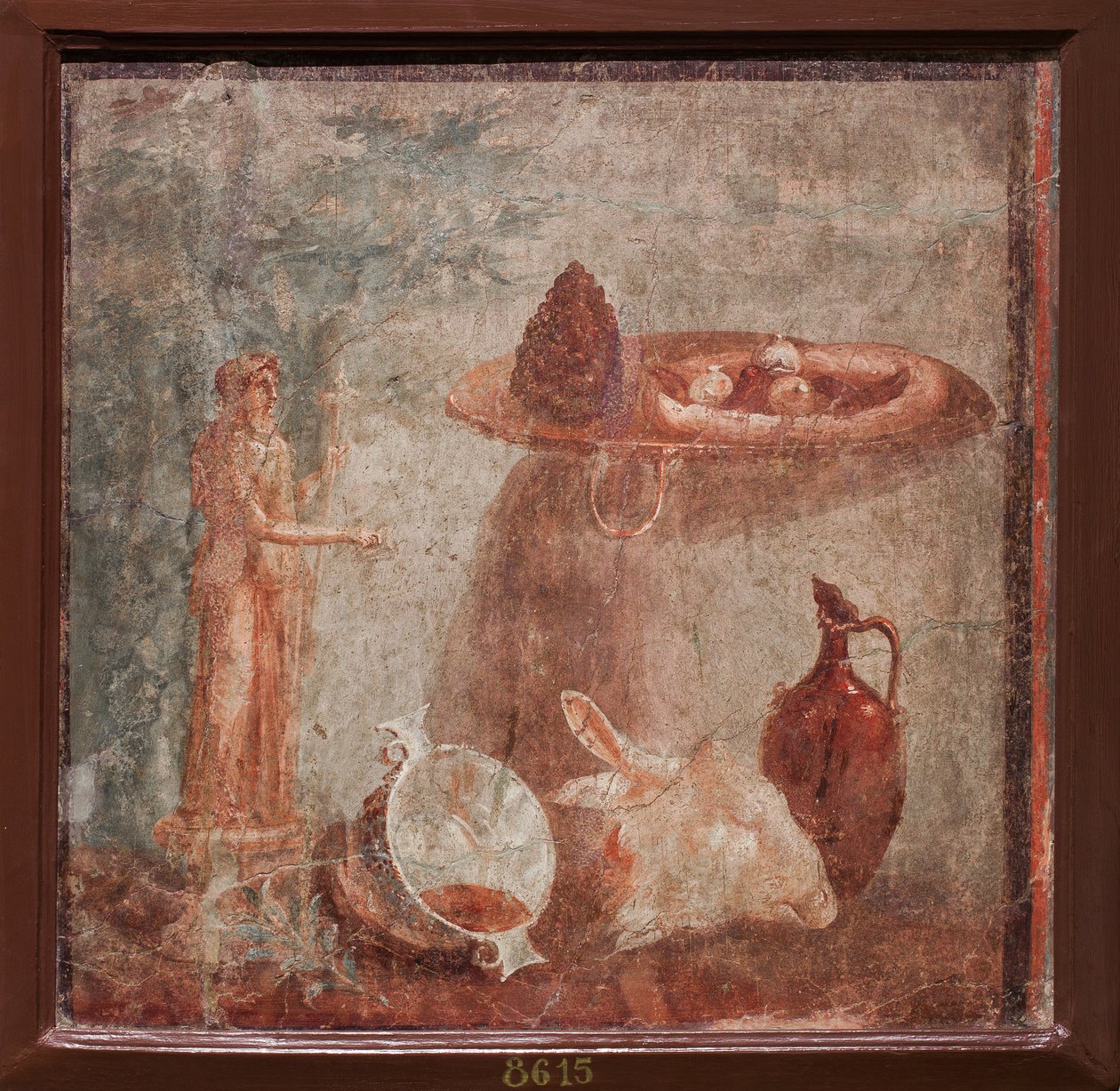 Statua di Dioniso, testa di capra e frutti, Ercolano da School Roman