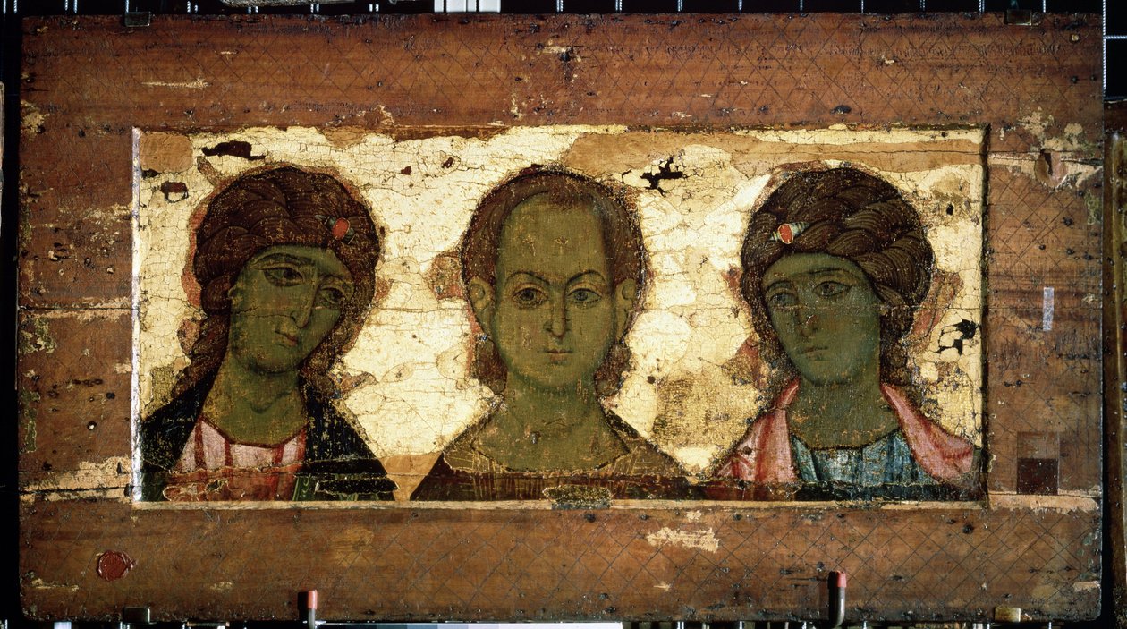 Cristo Emmanuele con gli arcangeli Michele e Gabriele da School Russian
