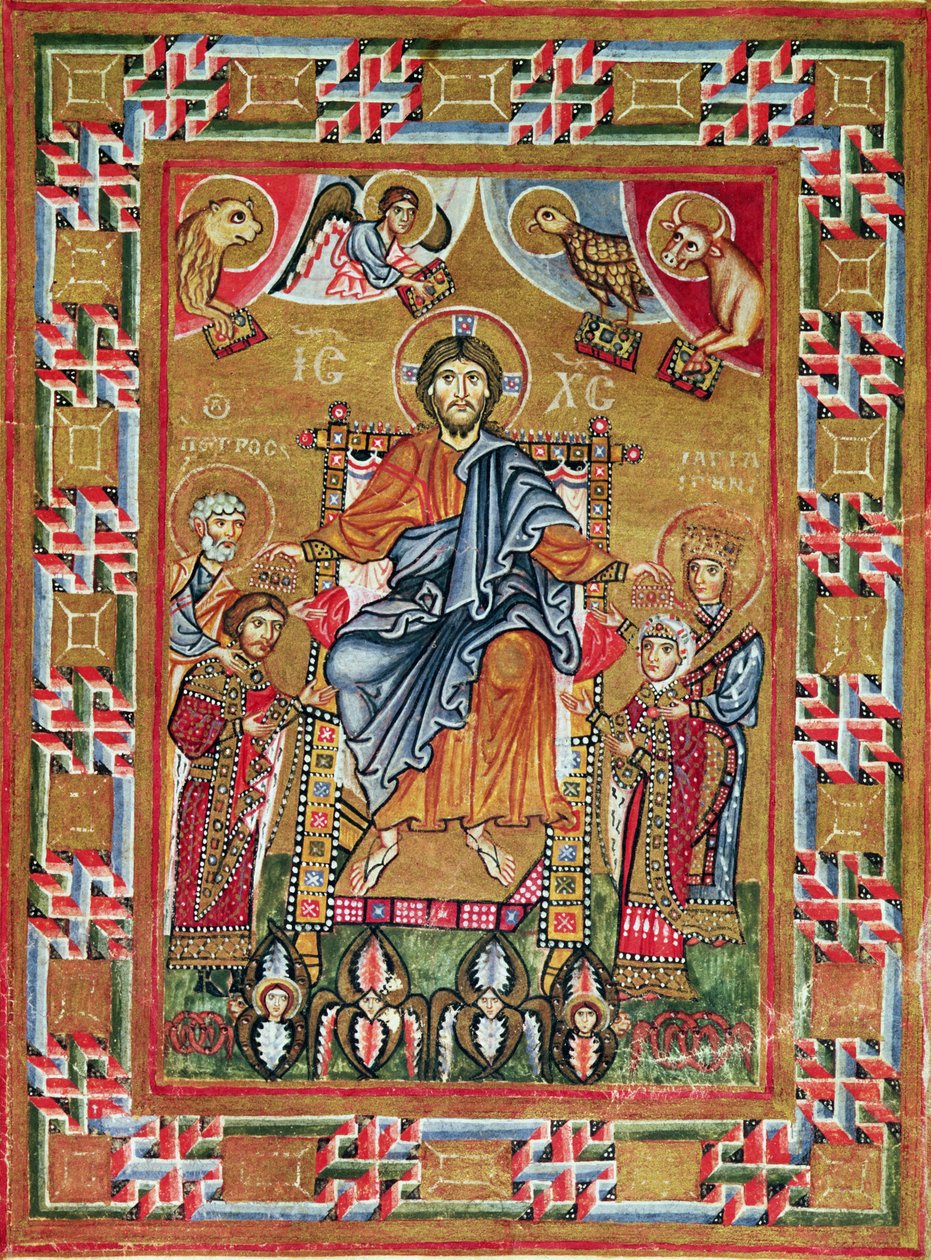 Cristo in trono, dal Salterio di Egberto, arcivescovo di Treviri (pergamena) da School Russian