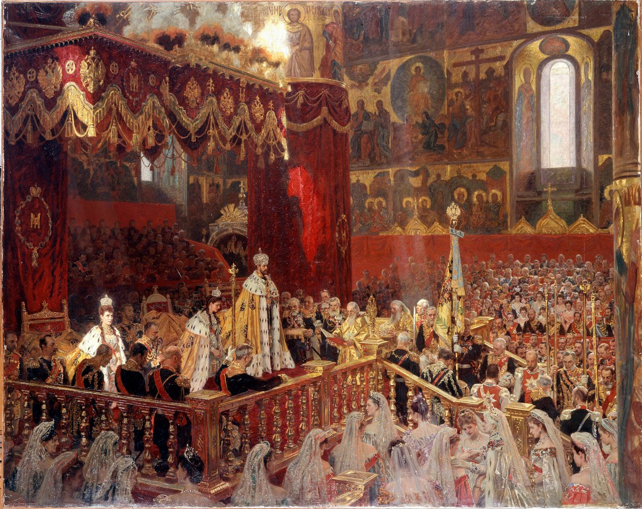 Incoronazione di Nicola II nel 1896 nella Cattedrale di Ousensky a Mosca da School Russian