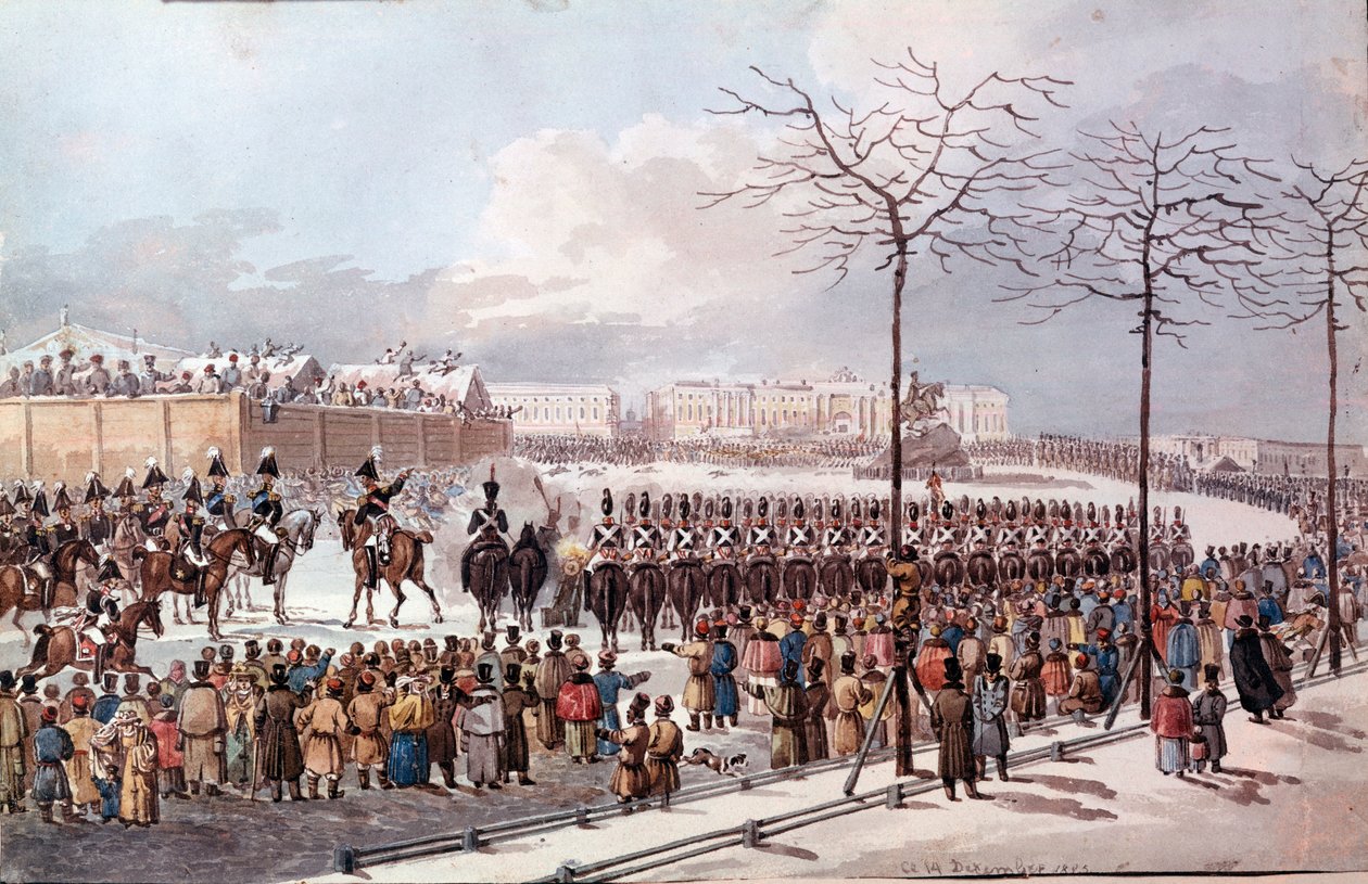 Rivolta dei Decabristi nel 1825 per ottenere una nuova costituzione da School Russian