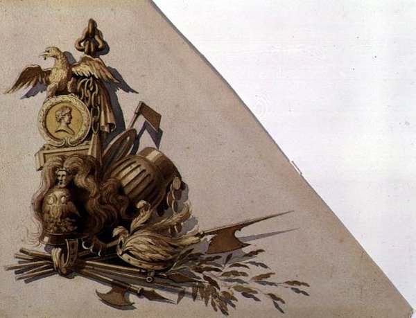 Trofei di armi neoclassici, Russia, c.1825 da School Russian