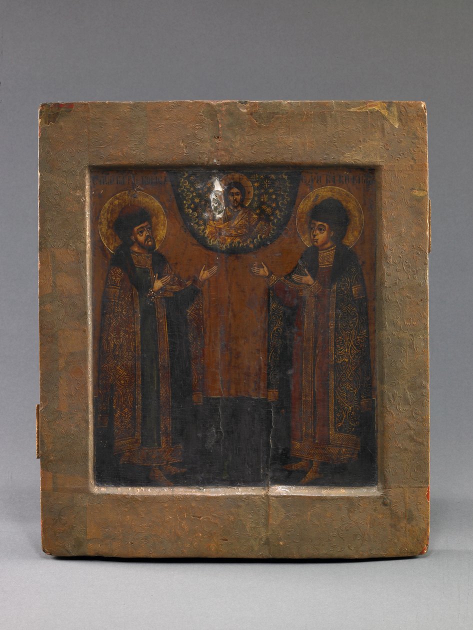 Santi Boris e Gleb, inizio XVIII secolo (tempera e carta su tavola) da School Russian