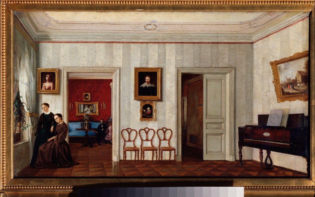 Una piccola sala con un pianoforte da School Russian