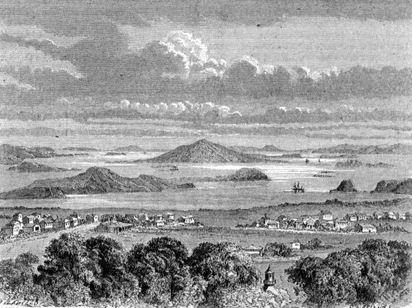 Veduta del porto di Auckland, illustrazione da 