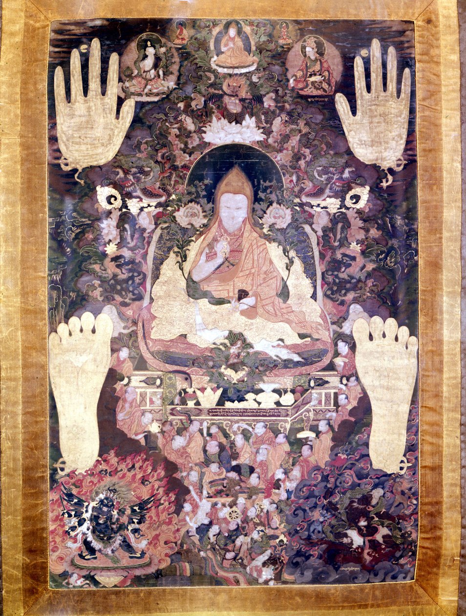 Blo Bzang Rgya ktso, il quinto Dalai Lama, il più illustre e importante della storia. Thangka tibetana, Musée Guimet, Parigi da School Tibetan