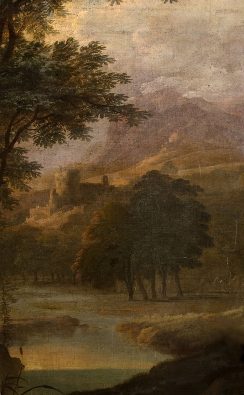 Paesaggio con castello in lontananza da School of Jacques Rousseau