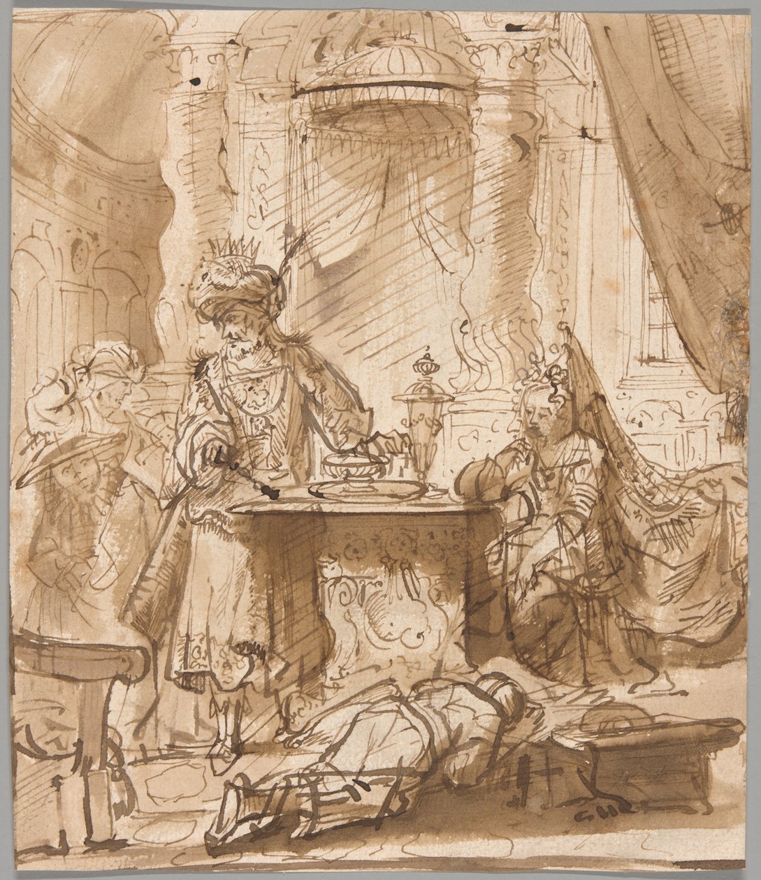 La Degradazione di Aman davanti ad Assuero ed Ester da School of Rembrandt van Rijn