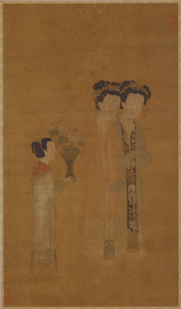 Dame di corte e attendente, dinastia Ming, XVI secolo da School of Tang Yin