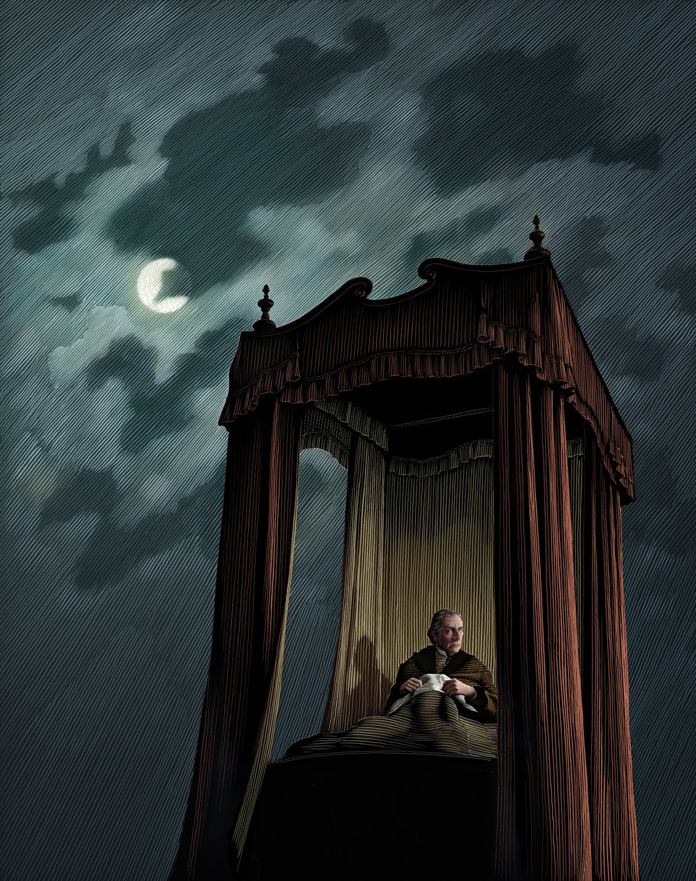 A Christmas Carol, 2009 (tavola di graffio, colorata in digitale) da Scott McKowen