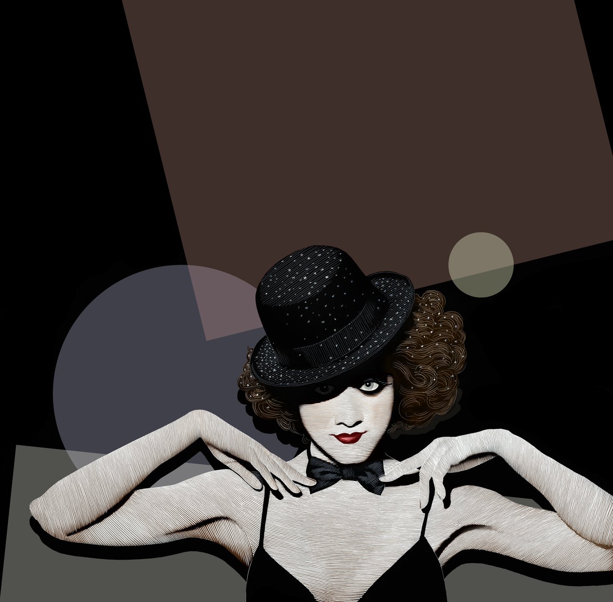 Cabaret, 2019 (tavola di graffio, colorata in digitale) da Scott McKowen