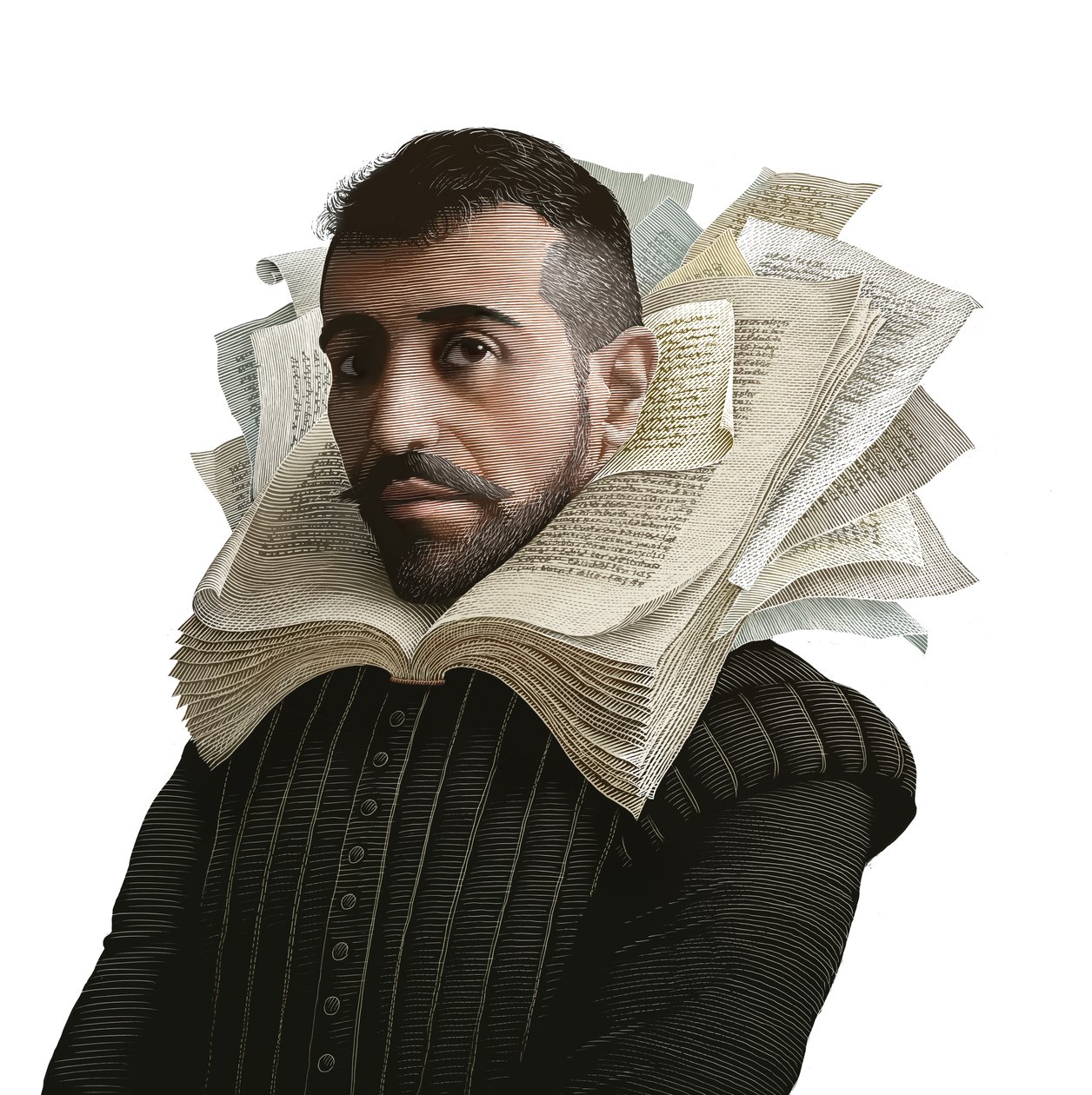 Cervantes, 2014 (tavola di graffio, colorata in digitale) da Scott McKowen
