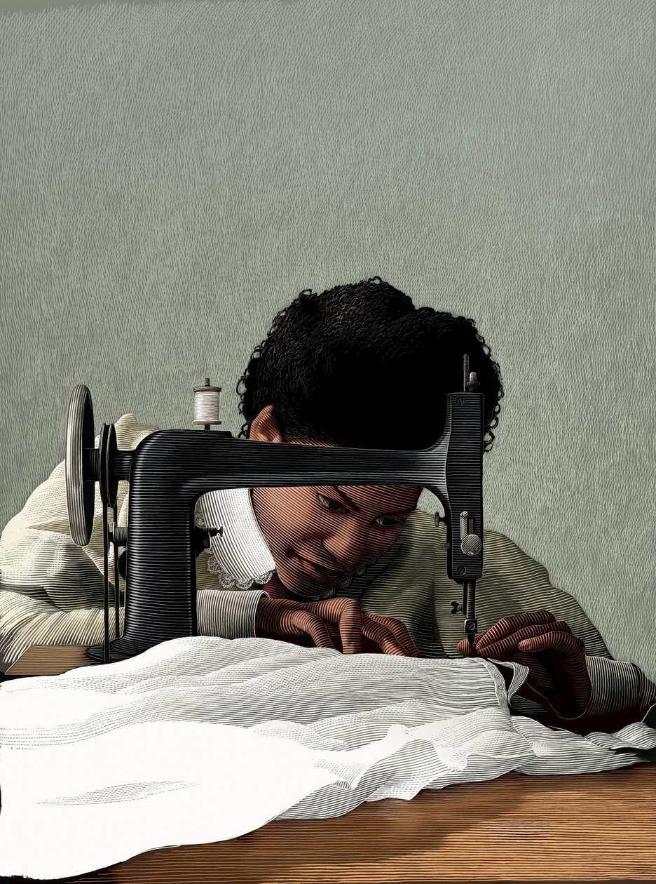 Intimate Apparel, 2004 (tavola di graffio, colorata in digitale) da Scott McKowen