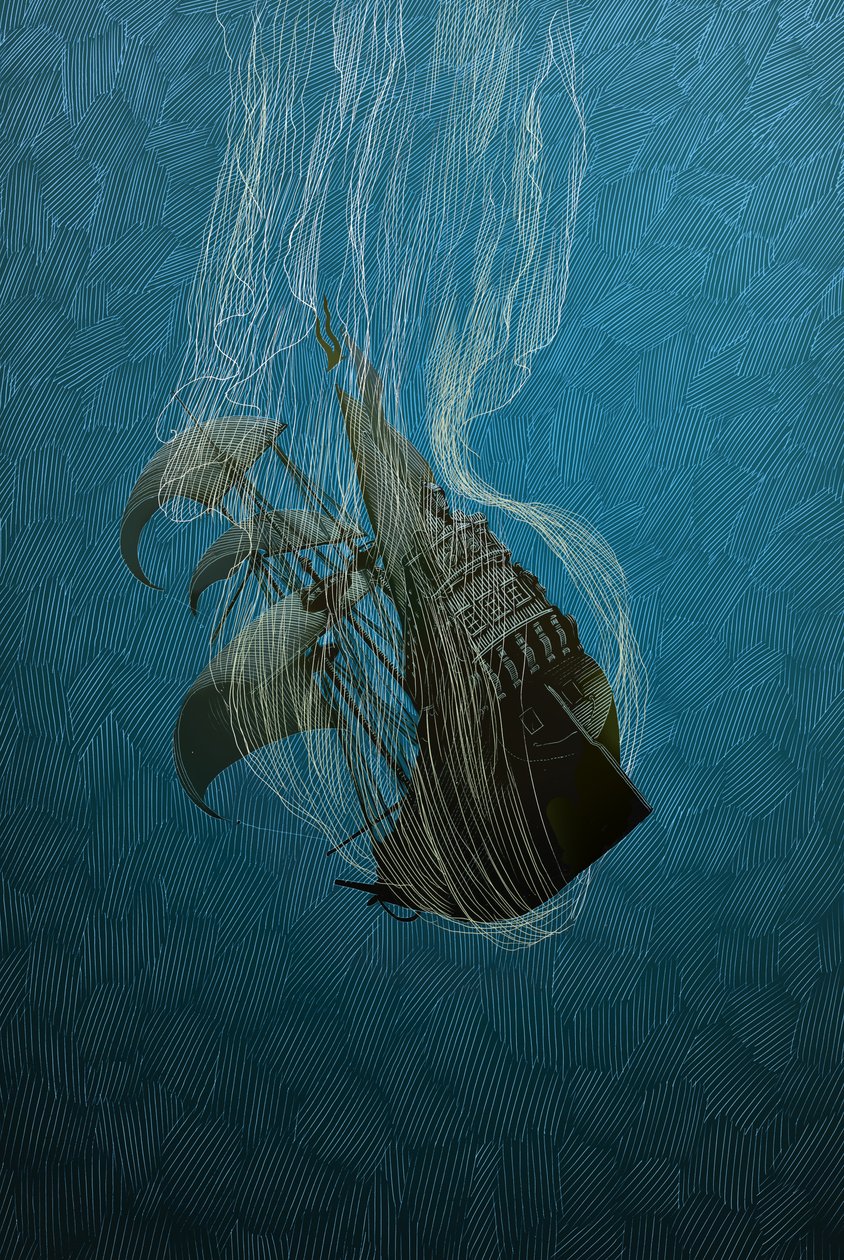 La Tempesta, 2014 (tavola a graffio, colorata in digitale) da Scott McKowen