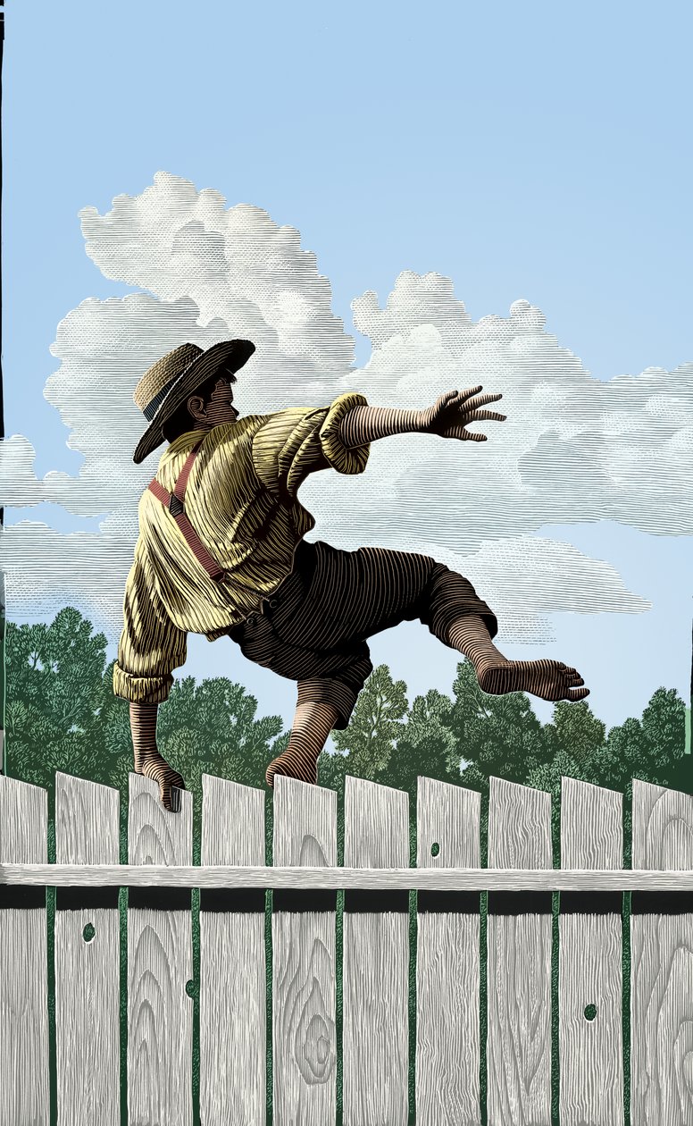Tom Sawyer, 2004 (tavola a graffio, colorata in digitale) da Scott McKowen