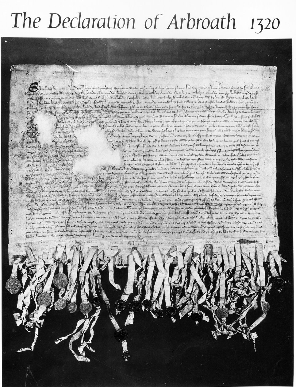 La Dichiarazione di Arbroath, 6 aprile 1320 (inchiostro su pergamena) da Scottish School