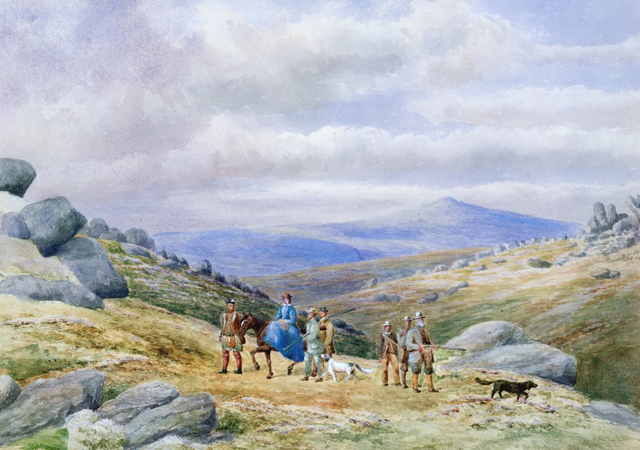 Una battuta di caccia nelle Highlands, 1868 da Scottish School