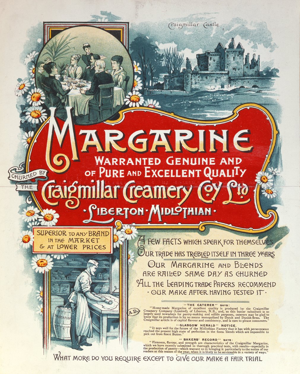 Pubblicità per la margarina prodotta dalla Craigmillar Creamery da Scottish School