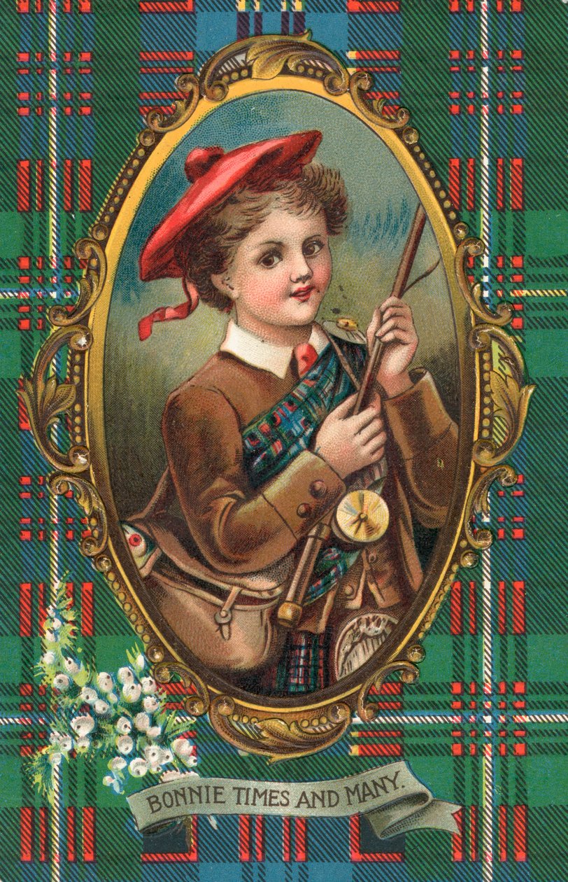 Biglietto di Capodanno britannico (litografia a colori) da Scottish School