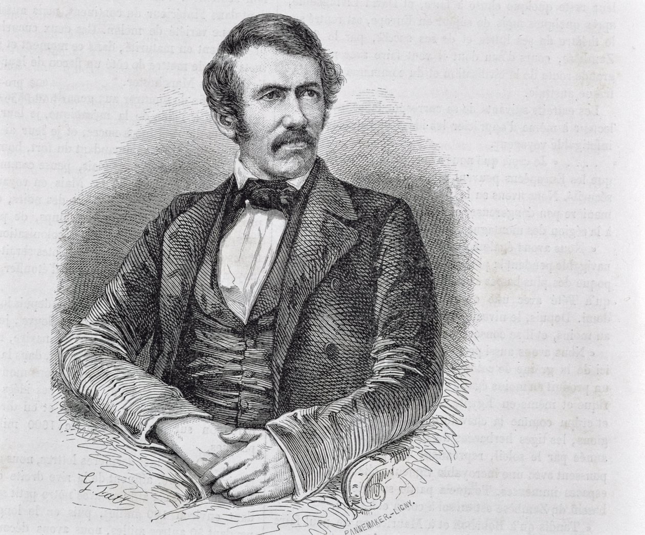 David Livingstone (1813-1873) inciso da S. Pannemaker da Scottish School