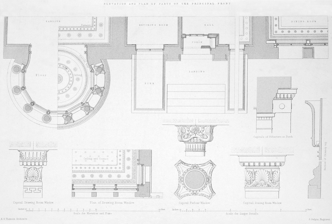 Dettagli esterni e interni di Holmwood, Glasgow da Scottish School