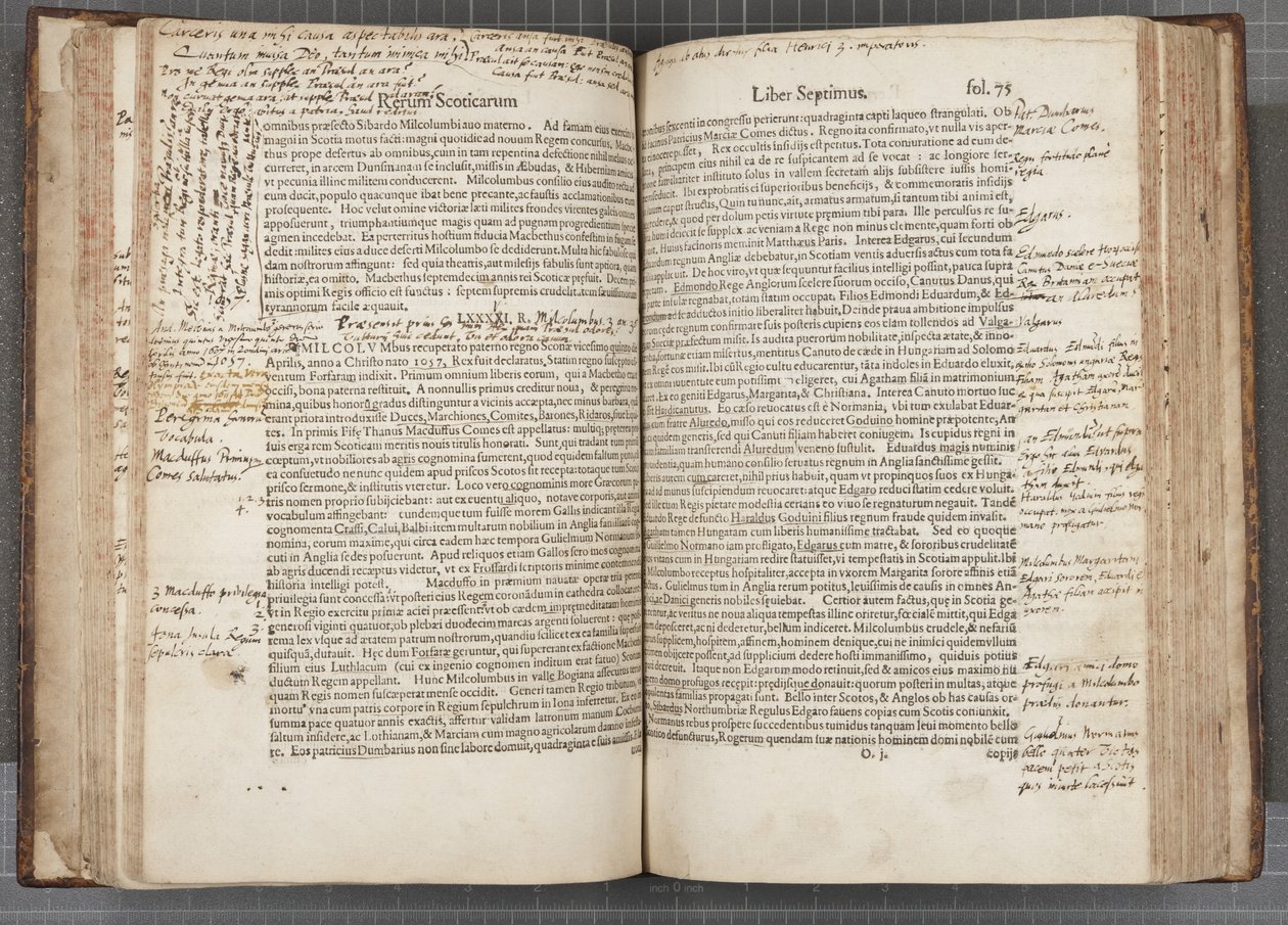 Fol 74 verso 75 recto, Rerum Scoticarum Historia di George Buchanan da Scottish School