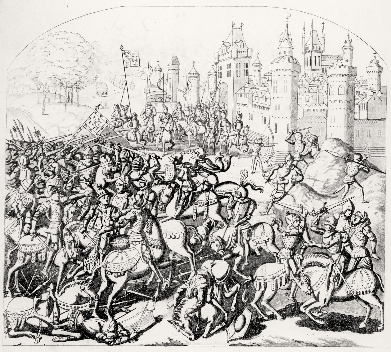 Re Davide di Scozia (1084-1153) arriva con un grande esercito davanti a Newcastle-upon-Tyne, 1138 da Scottish School
