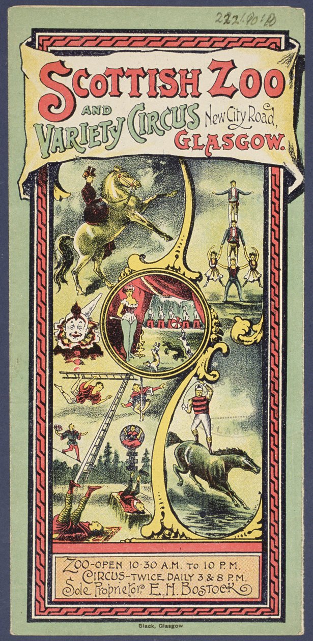 Volantino pubblicitario per lo Scottish Zoo e Variety Circus, c.1890 da Scottish School