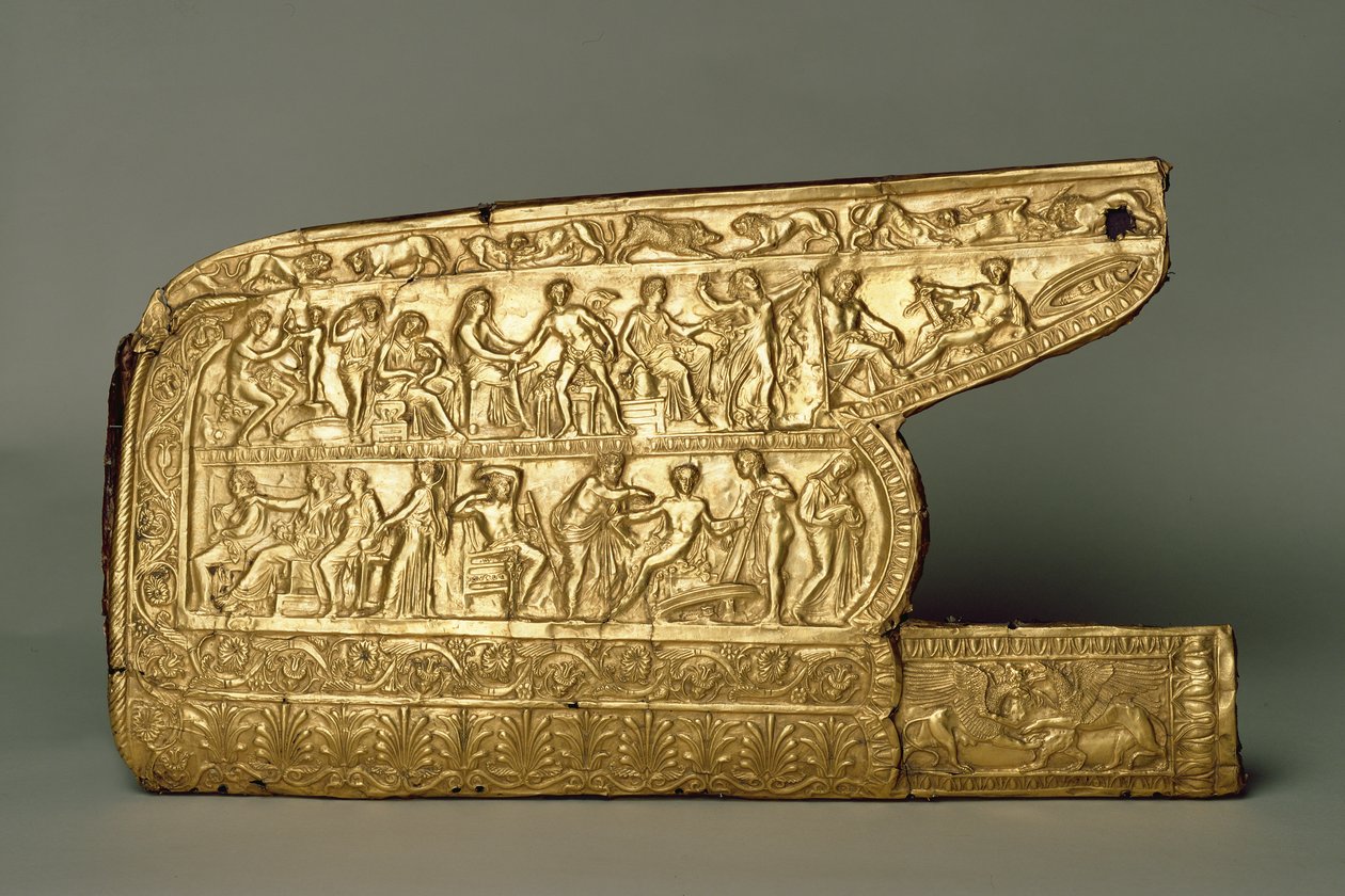 Adattamento della faretra per arco e frecce, dal tumulo funerario di Chertomlyk, Steppa, IV secolo a.C. da Scythian