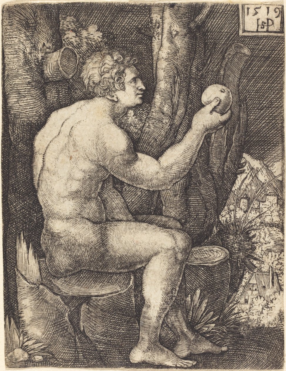 Adamo seduto da Sebald Beham