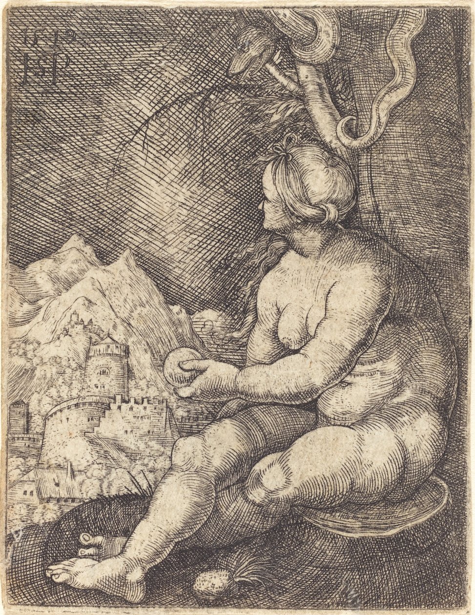 Eva seduta da Sebald Beham