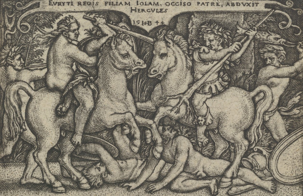 Ercole rapisce Iole, da Le fatiche di Ercole da Sebald Beham