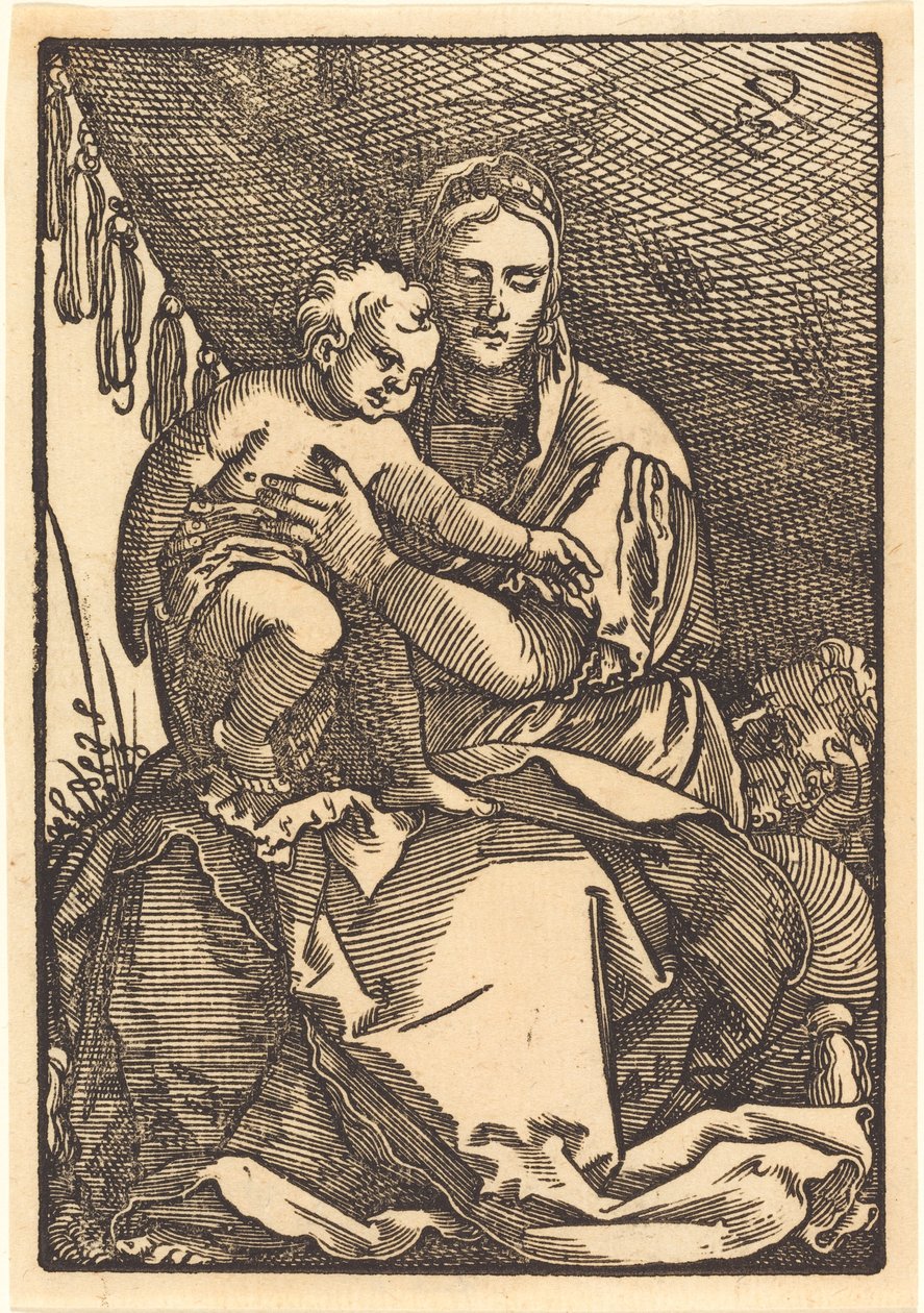 Madonna e Bambino sotto un baldacchino da Sebald Beham