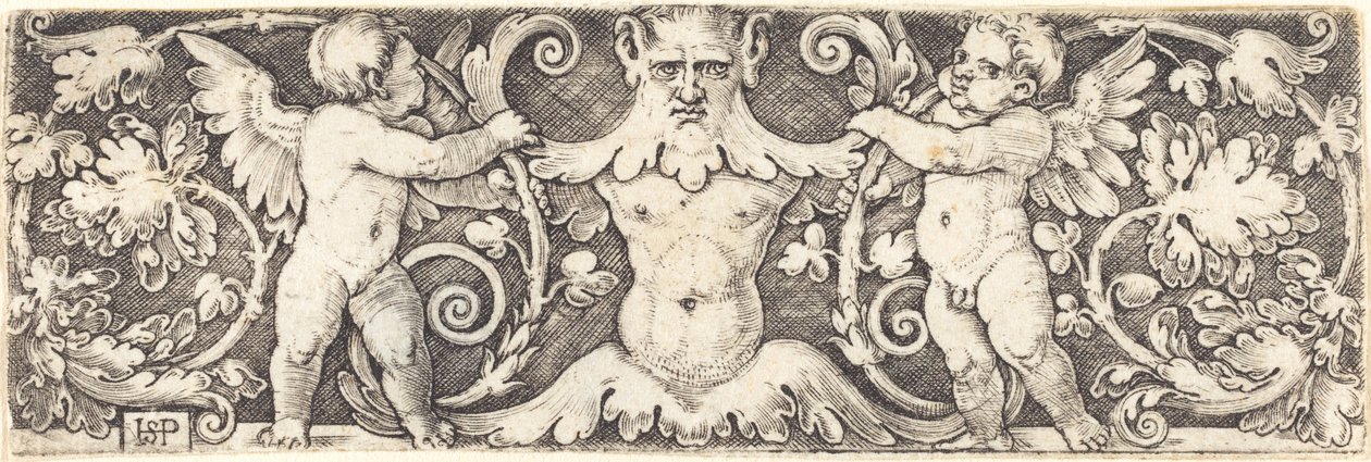 Ornamento con Figura Maschile a Metà tra Due Genii da Sebald Beham