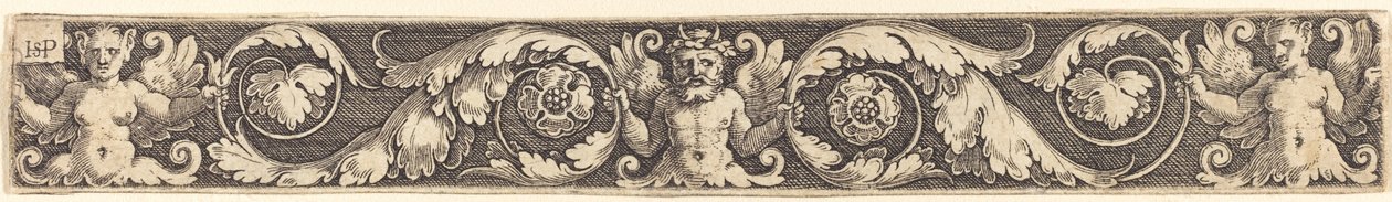 Ornamento con una figura maschile e due femminili da Sebald Beham