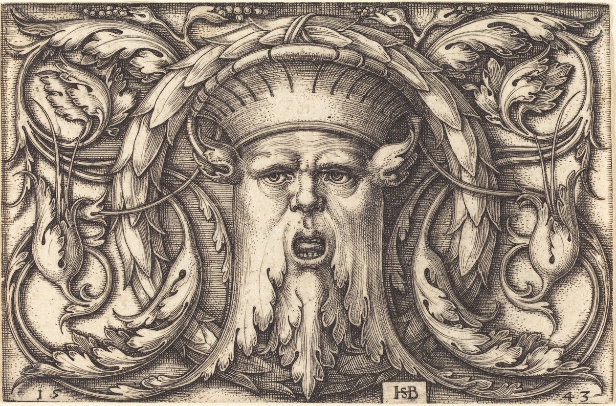 Ornamento con una maschera da Sebald Beham