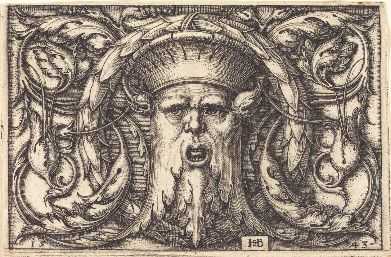 Ornamento con una maschera da Sebald Beham