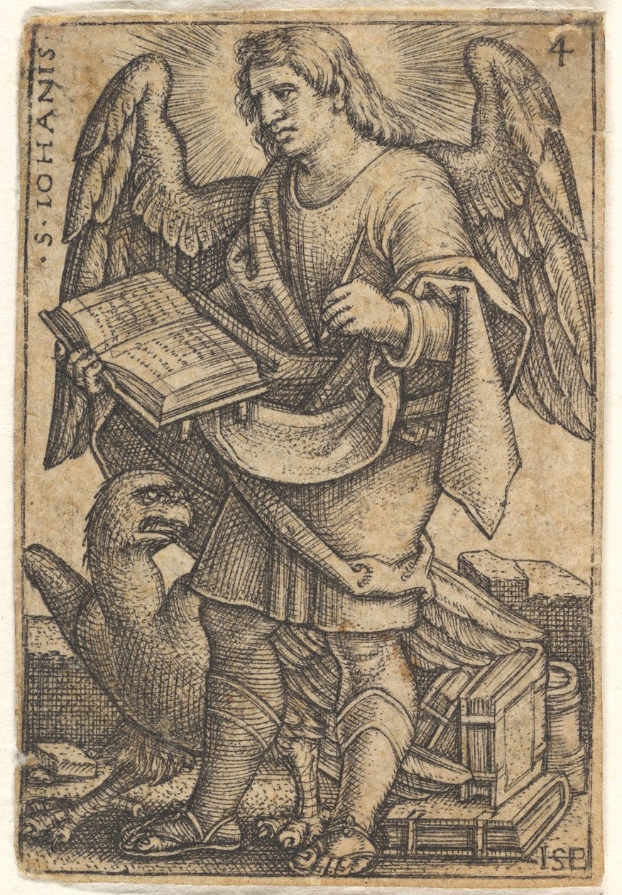 Piatto 4: San Giovanni con la testa girata tre quarti a sinistra, con un libro nella mano destra, 1541 da Sebald Beham