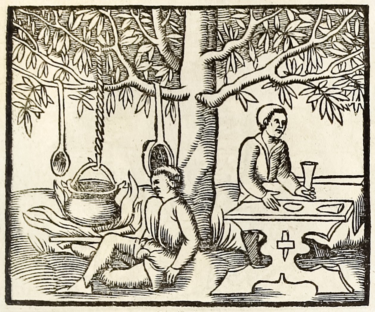 Pentola da cucina e commensale in attesa dall
