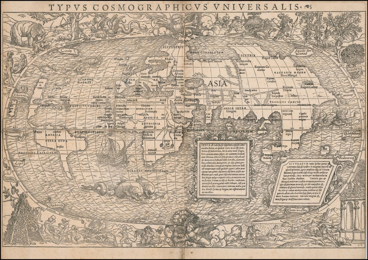 Mappa del mondo del 1532 di Sebastian Münster da Sebastian Munster