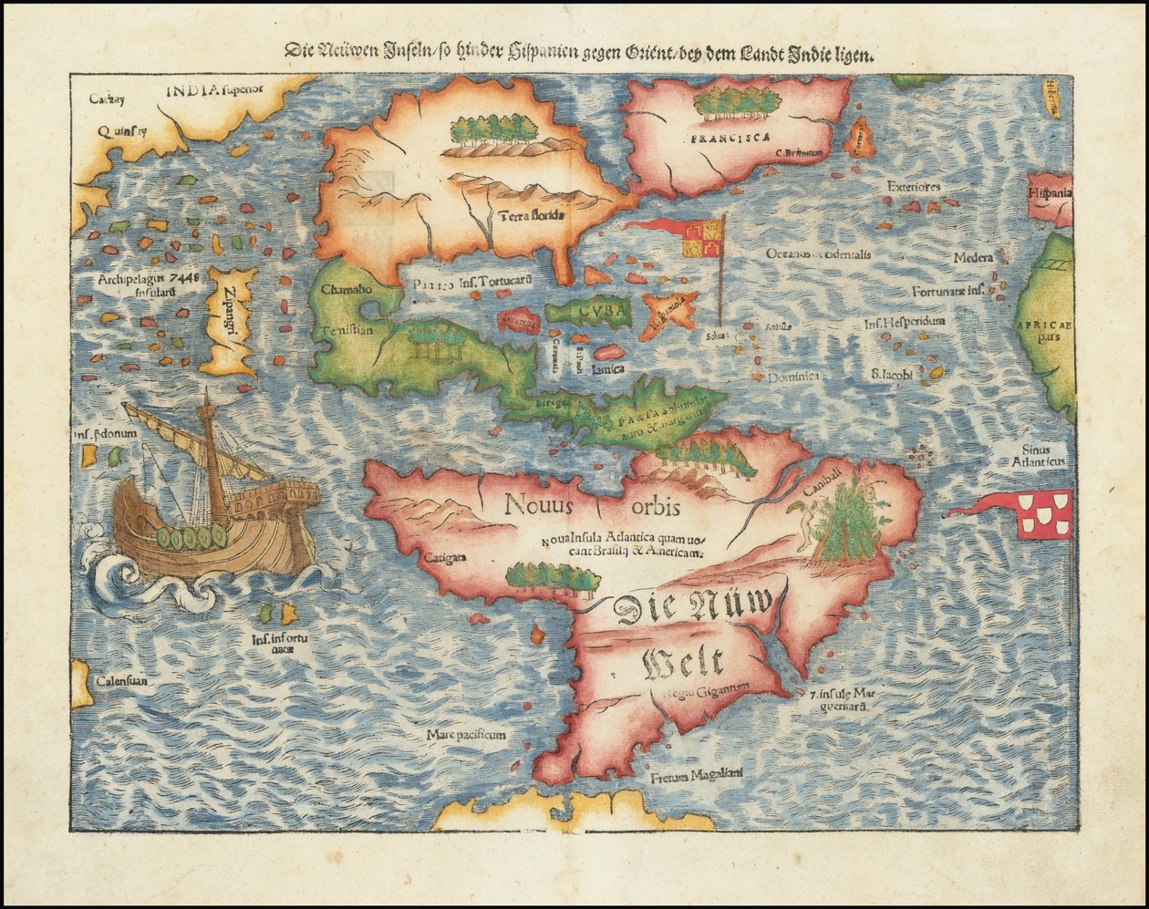 Mappa delle Americhe del 1561 di Sebastian Münster da Sebastian Munster