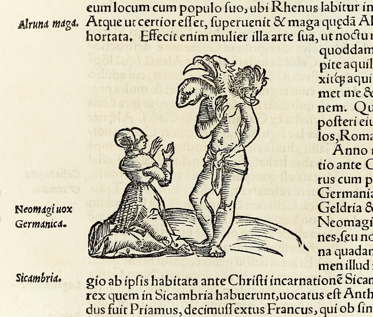 Una strega evoca un demone a tre teste, dall