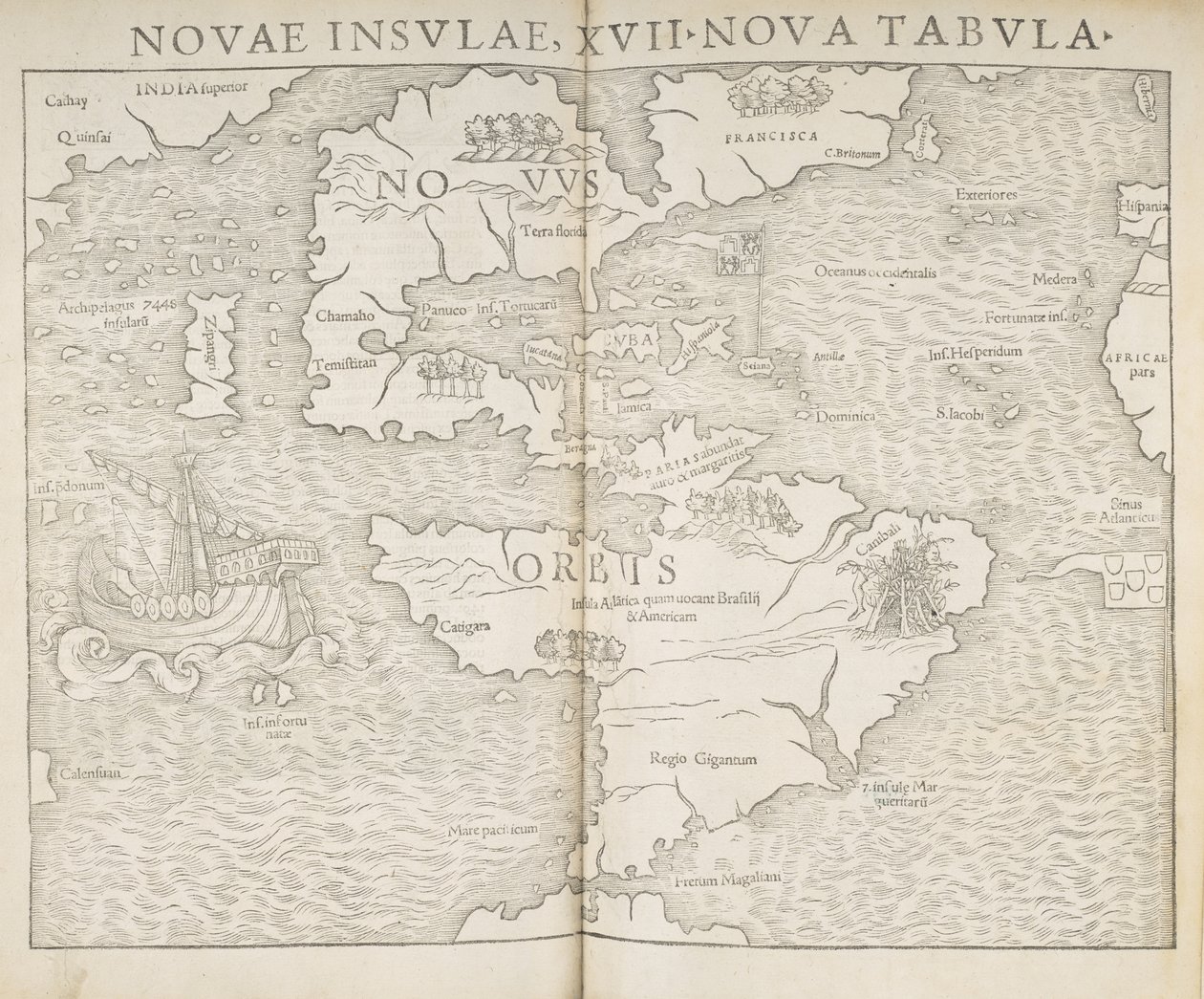 Mappa del Nord America, Novae insulae, XVII nova tabula da Sebastian Munster