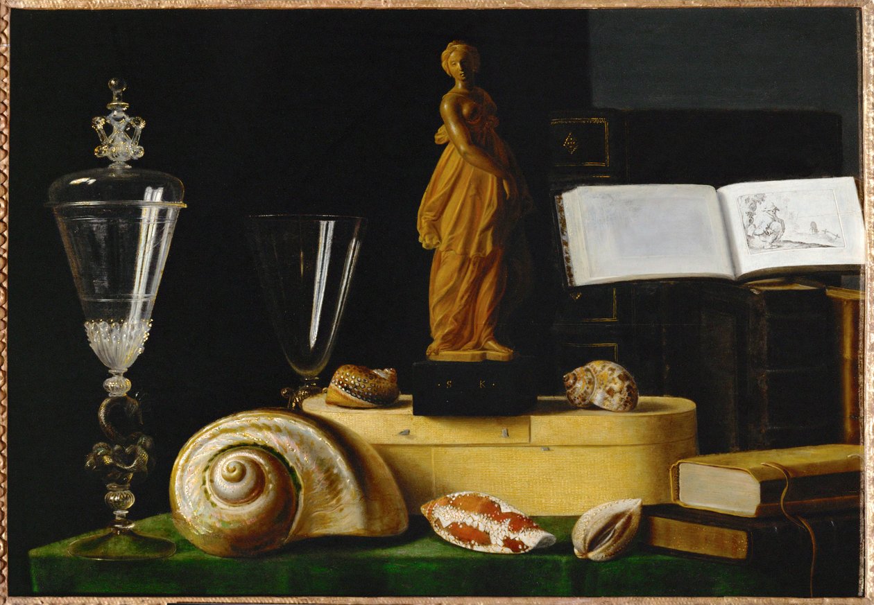 Nature morte a la statuette et aux coquillages - Natura morta con statua e conchiglie ... da Sebastian Stoskopff