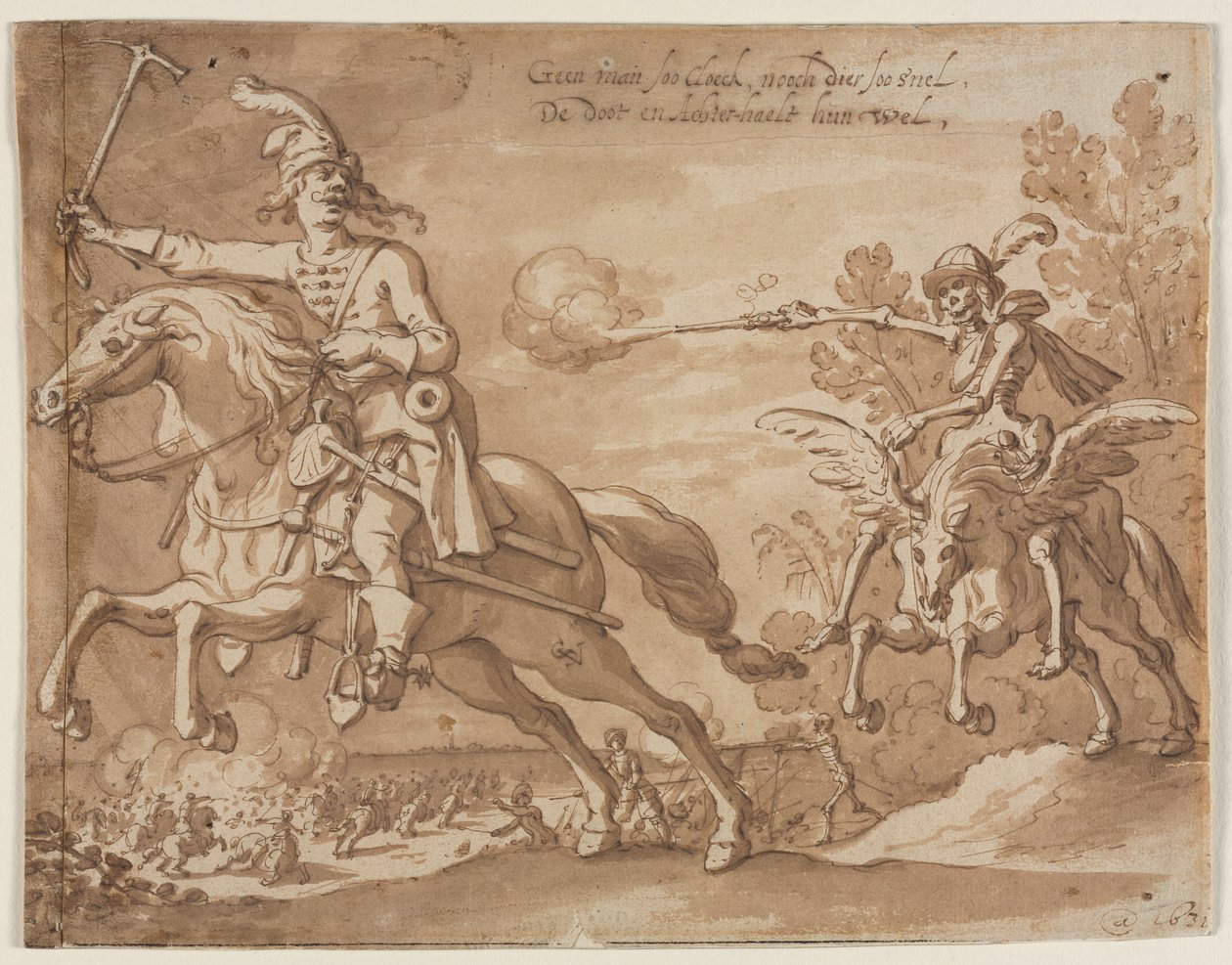 La morte a cavallo che insegue un cavaliere volante, 1631 da Sebastian Vrancx