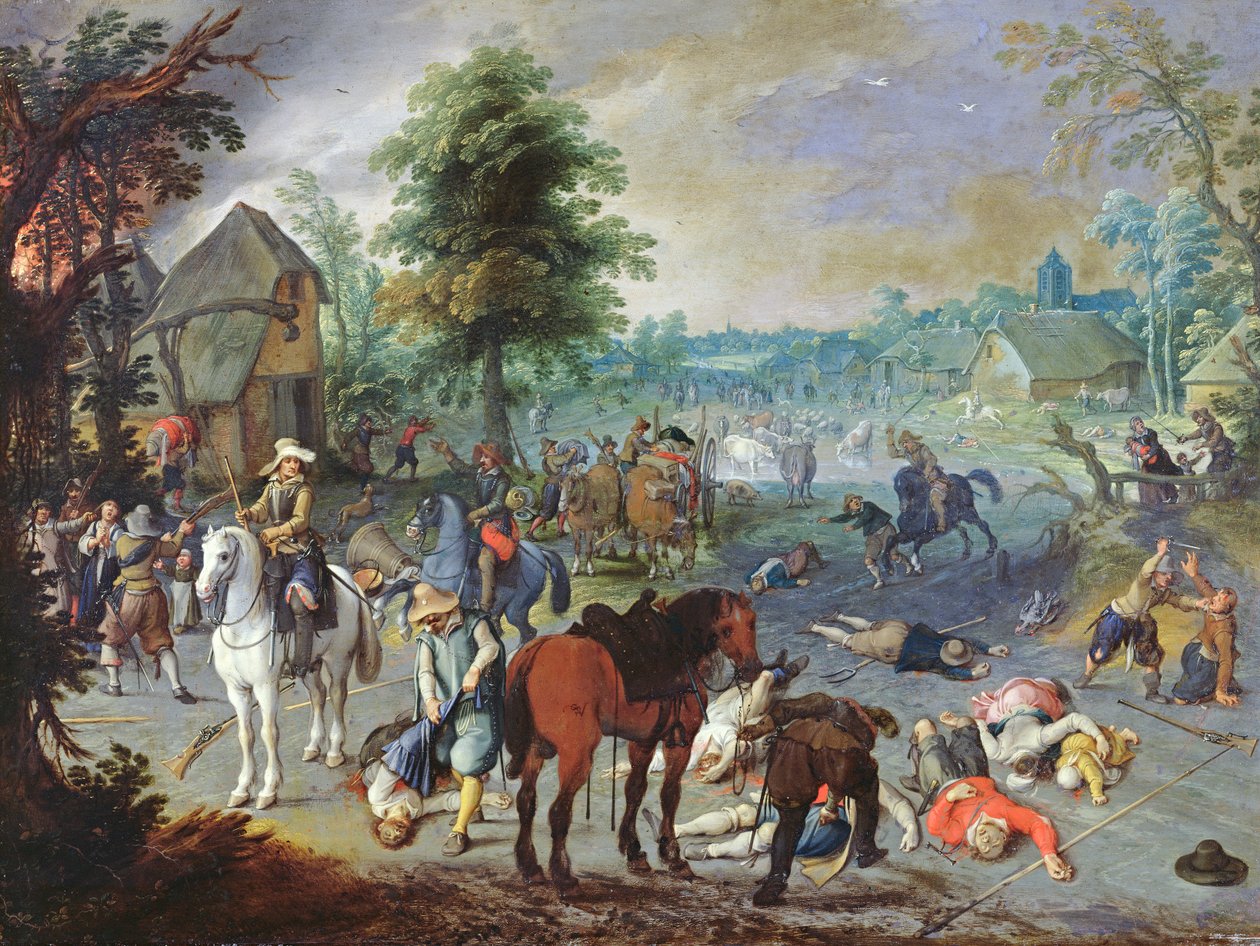 Scena di saccheggio in un villaggio da Sebastian Vrancx