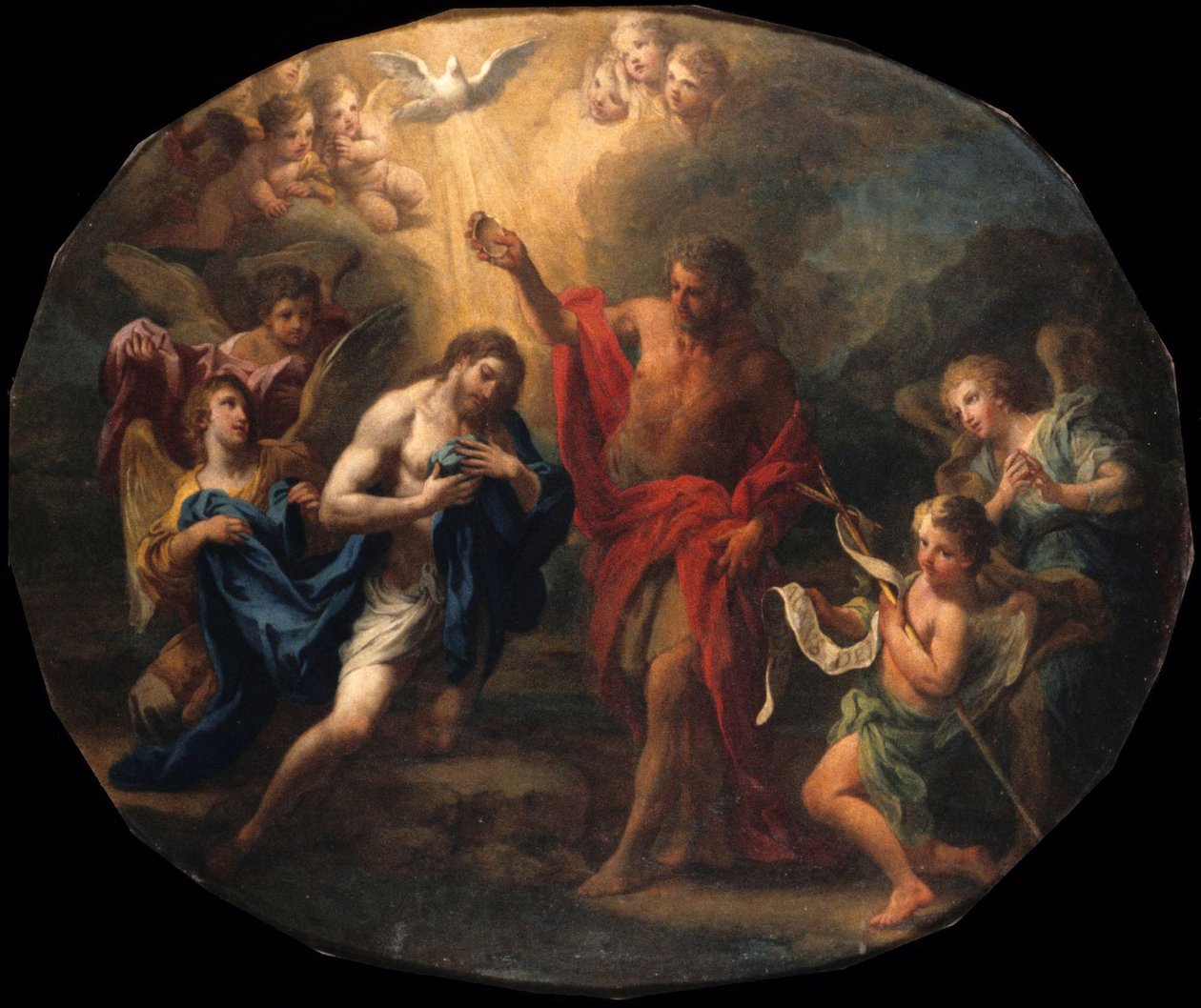 Recto: Il battesimo di Cristo; verso: Ritratto di un santo vescovo da Sebastiano Conca