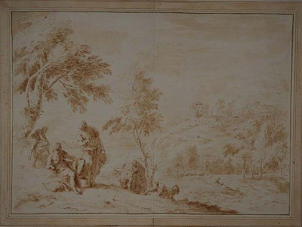 Ampio Paesaggio Pastorale con Città Collinare, c.1720 da Sebastiano Ricci