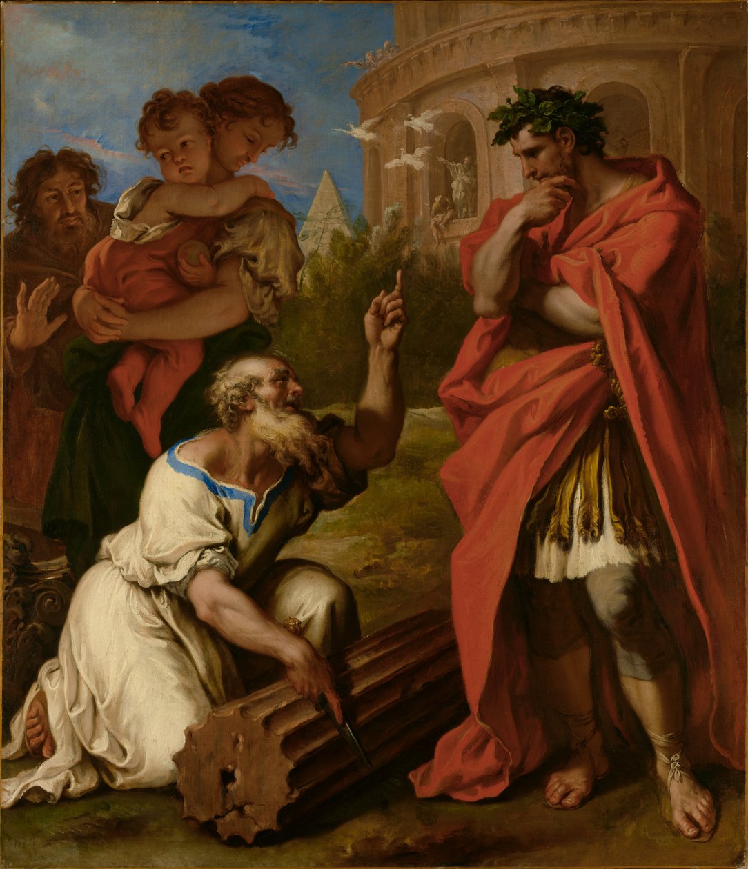 Tarquinio il Vecchio consulta Attus Navius da Sebastiano Ricci