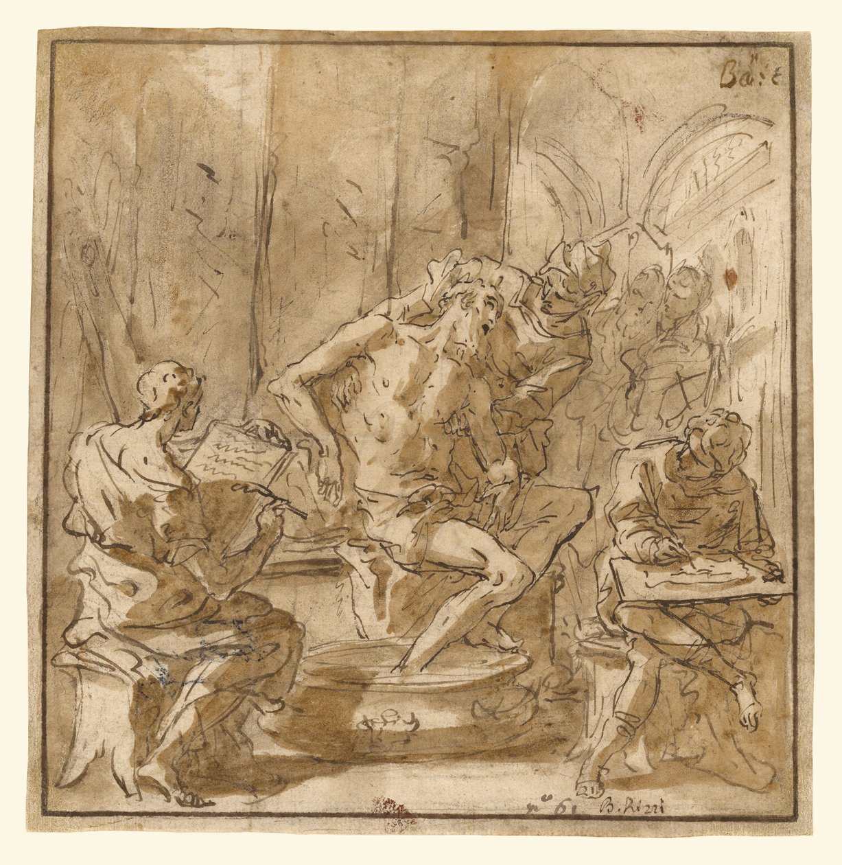 La morte di Seneca (recto); Studio di un uomo (verso) da Sebastiano Ricci